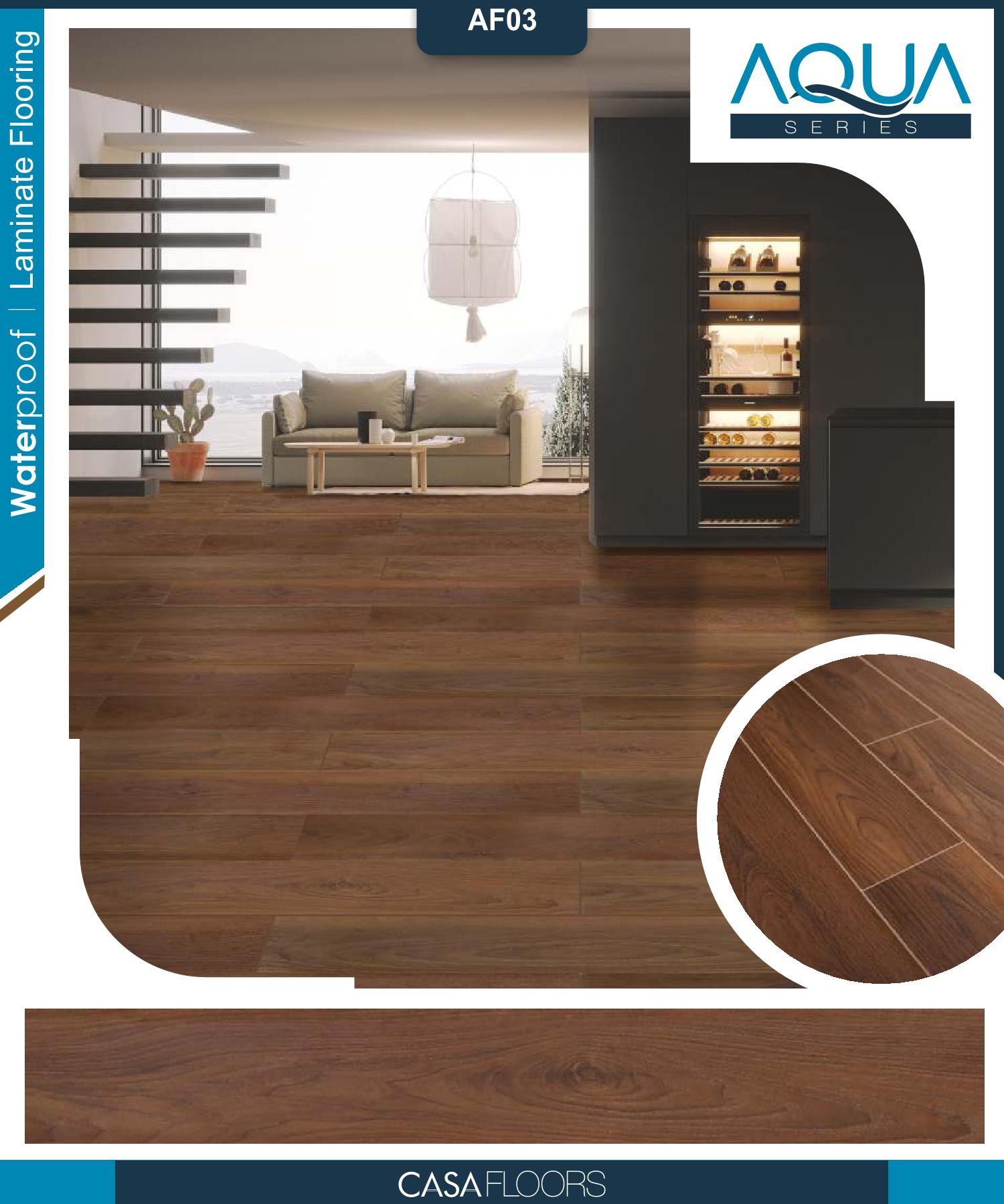 Casa Wooden Flooring Aqua Series 8MM Thickness – Water Proof – Model – AF03 – Deep Brown Colour – 10 pcs Box- 26sqft (Copy) (Copy)