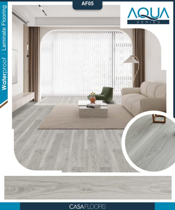 Casa Wooden Flooring Aqua Series 8MM Thickness – Water Proof – Model – AF05 – Deep Brown Colour – 10 pcs Box- 26sqft