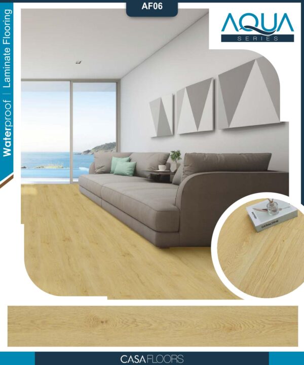 Casa Wooden Flooring Aqua Series 8MM Thickness – Water Proof – Model – AF06 – Deep Brown Colour – 10 pcs Box- 26sqft