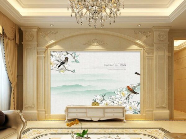 Glimpse of Nature Wall Mural Featuring Bird in Natural Light