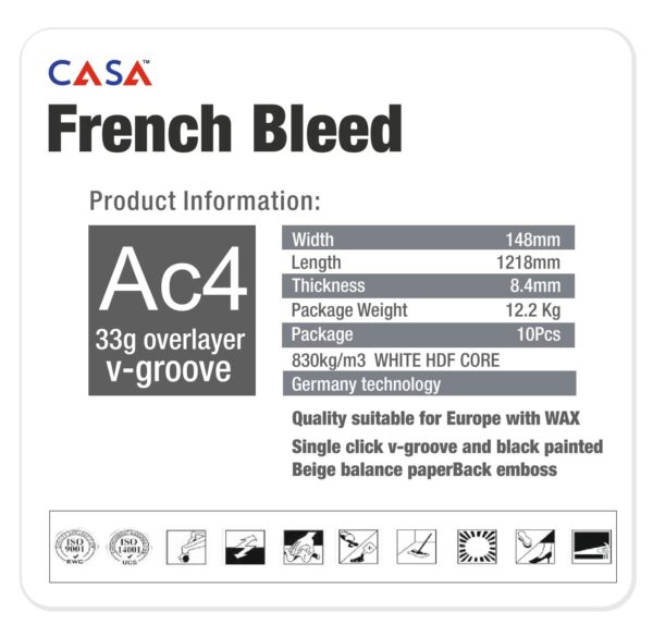 Casa Wooden Flooring ( French Bleed ) Series -8MM Thickness – Model – CFB102 Twilight Ash Colour-10 pcs Box- 26sqft - Image 2