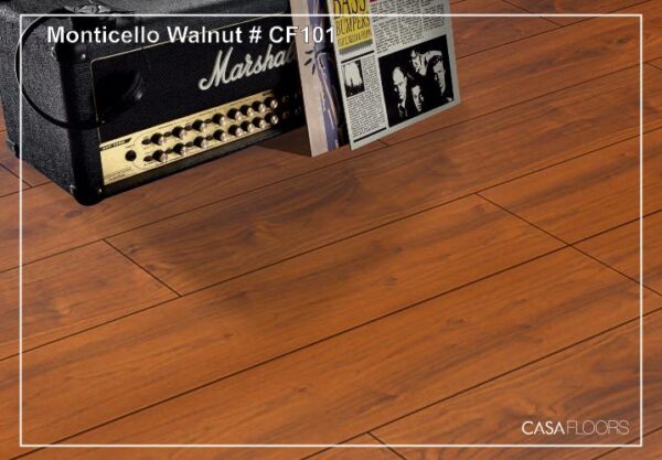 Casa Laminated Wooden Flooring Meraki Series -8MM Thickness - Model - CF101 Monticello Walnut Colour-10 pcs Box- 26sqft - Image 3