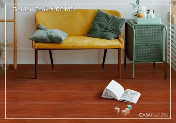 Casa Laminated Wooden Flooring Meraki Series -8MM Thickness - Model - CF105 Golden Teak Colour-10 pcs Box- 26sqft - Image 3