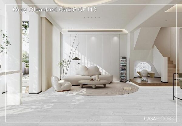 Casa Laminated Wooden Flooring Meraki Series -8MM Thickness - Model - CF110 Grey Bleached Oak-10 pcs Box- 26sqft - Image 3
