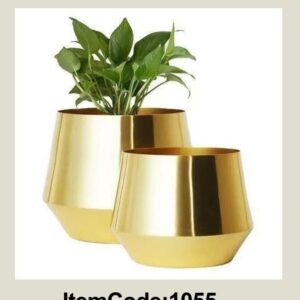 Metal Planters (Set of 2) | Suitable for Living Room/Bedroom Decor (Gold)