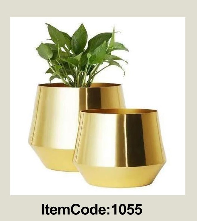 Metal Planters (Set of 2) | Suitable for Living Room/Bedroom Decor (Gold)