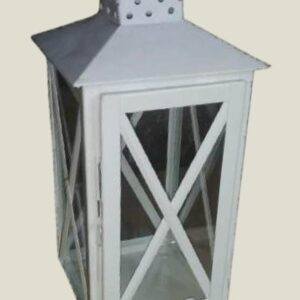White Classic Outdoor Block Candle Lantern