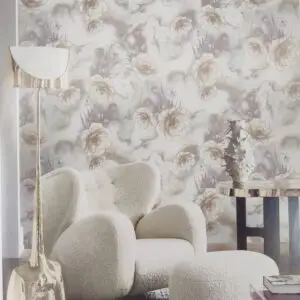 Elegant Printed Abstract Floral Wall Art with Soft Pastel Tones, Delicate White Blossoms, and Subtle Gold Accents – Luxury Modern Home Décor Canvas for Living Room, Bedroom, or Office